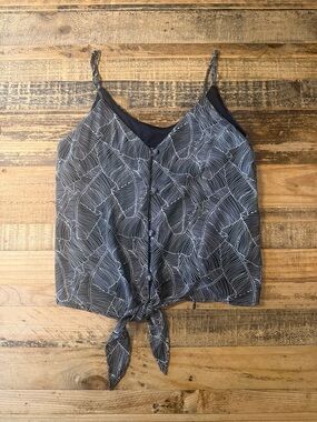 Sienna Sky Black & White Printed Tie-Front Camisole